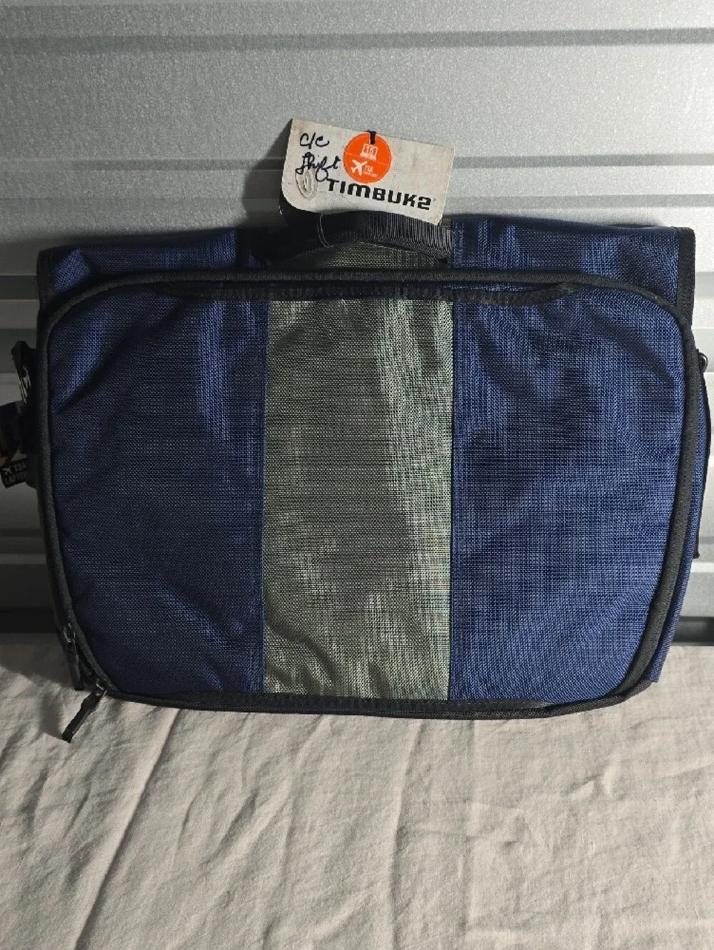 Timbuk2 Navy and Gray Messenger Bag with Black Accents